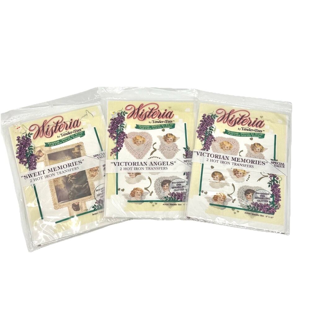 Wisteria by Tender-Tees full 3 color iron-on transfers Victorian Angel Cherubs
